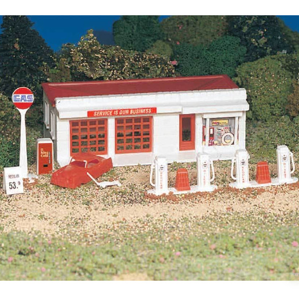 Bachmann 45174 Plasticville Kit Gas Station Train Building HO Scale