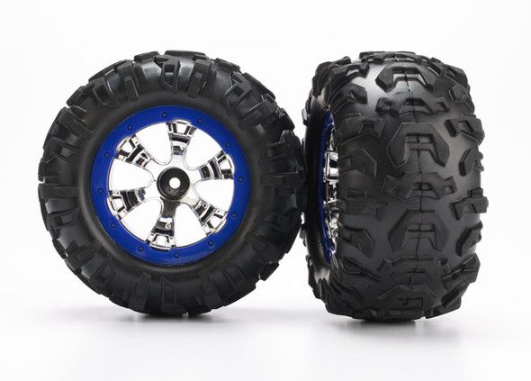 Traxxas 7274 Canyon AT Tires w/ Blue Geode Wheels (2) 1/16 Summit / Grave Digger