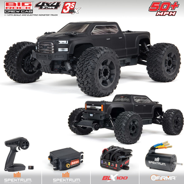 ARRMA ARA4312V3 1/10 BIG ROCK 4X4 V3 3S BLX Brushless Monster Truck RTR Black