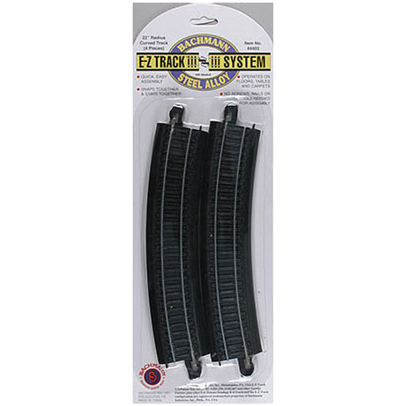 Bachmann 44403 EZ-Track 22" Radius Curve w/ Steel Alloy Rails (4) HO Scale