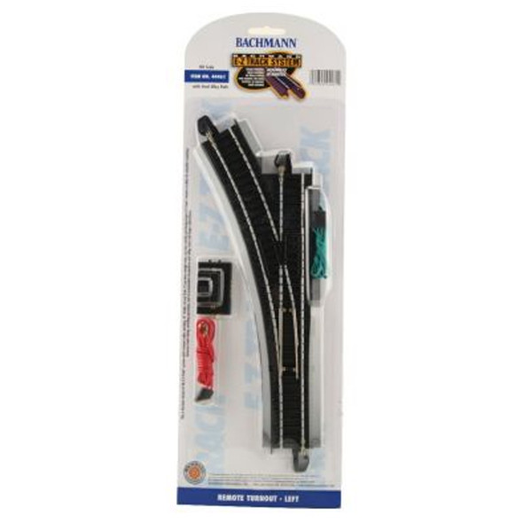 Bachmann 44461 EZ-Track Remote Switch Left-Hand w/ Steel Alloy Rails HO Scale
