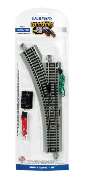 Bachmann 44561 EZ-Track Remote Switch Left-Hand w/ Nickel Silver Rails HO Scale