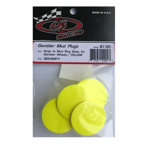 DE Racing DER-GMP-Y Snap-In Mud Plugs Disk : Gambler Wheels Yellow (4)