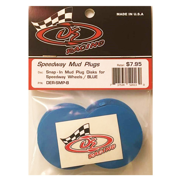 DE Racing DER-SMP-B Snap-In Mud Plugs Disk : Speedway Wheels Blue (4)