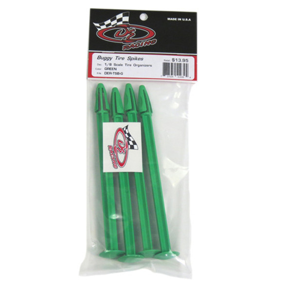 DE Racing DER-TSB-G 1/8 Buggy Tire Spikes Organizers Green (4 Pcs)