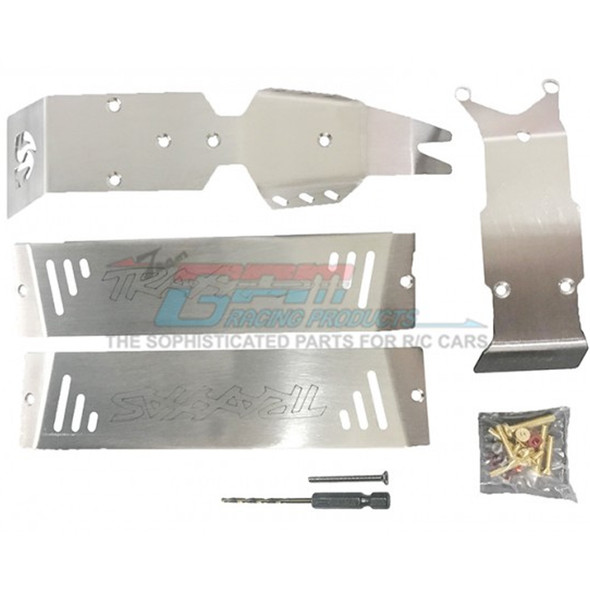GPM Racing Stainless Steel Skid Plates Front/Center/Rear Chassis Set : E-Revo 2.0