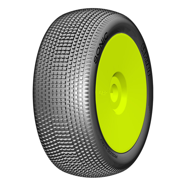 GRP GBY09B 1:8 Buggy SONIC B Medium Mounted Tires w/ Yellow Wheel (2) : F/R