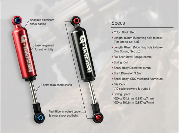 Gmade GM20504 G-Transition Shock Black 80mm 4pcs 1/10 Crawlers & Trucks