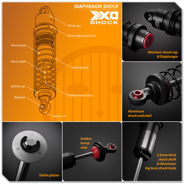 Gmade GM22507 XD Diaphragm Shock 55mm 2pcs : 1/10 Onroad Cars