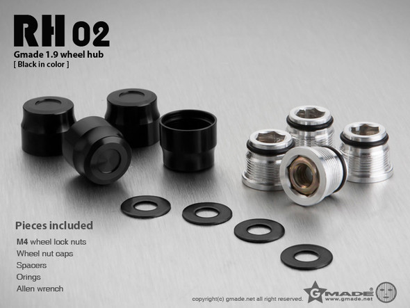 Gmade GM70124 1.9 RH02 wheel hubs Black (4)
