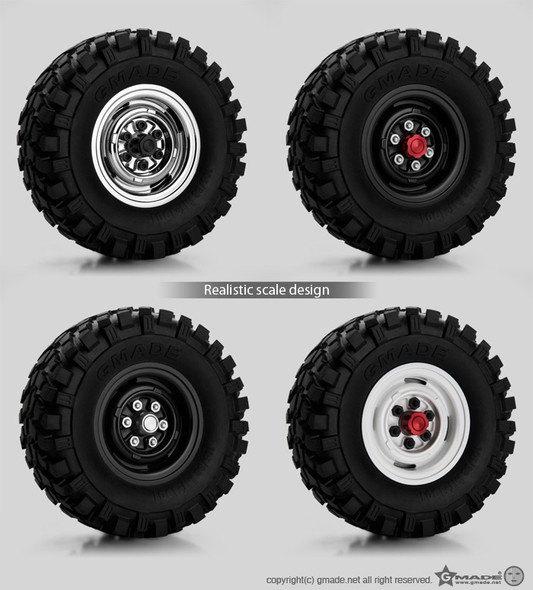 Gmade GM70124 1.9 RH02 wheel hubs Black (4)