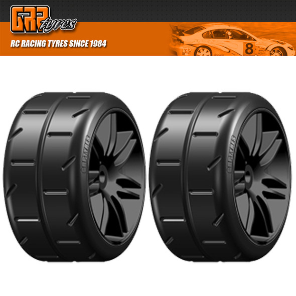 GRP GWX02-S5 1:5 TC W02 REVO S5 Soft Belted Tire w/ Black Wheel (2)
