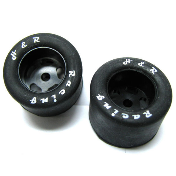 H&R Racing HR1307 27x18mm Rubber Tire w/ Wheel 1/8 Axle (2) 1:24 Slot Car