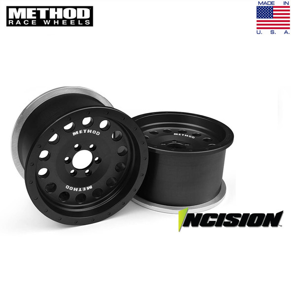 Incision IRC00100 Aluminum Method Race 2.2 MR307 Beadlock Wheels Black (2)