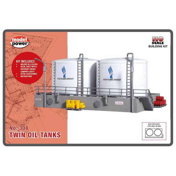 Model Power 308 Twin Oil Tanks Building Kit : HO Scale