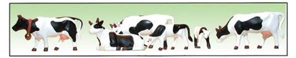 Model Power Cows & Calves, Black / White (6) O Train Figures 6175