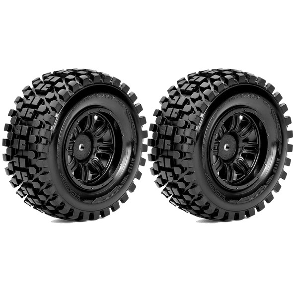 Roapex R/C Rhythm 1/10 Short Course Tires Mounted on Black Wheels 12mm Hex (2)