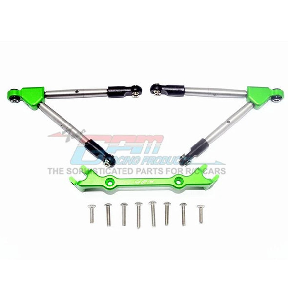 GPM Racing Aluminum Front Tie Rods w/ Stabilizer for C Hub Green : Rustler 4x4