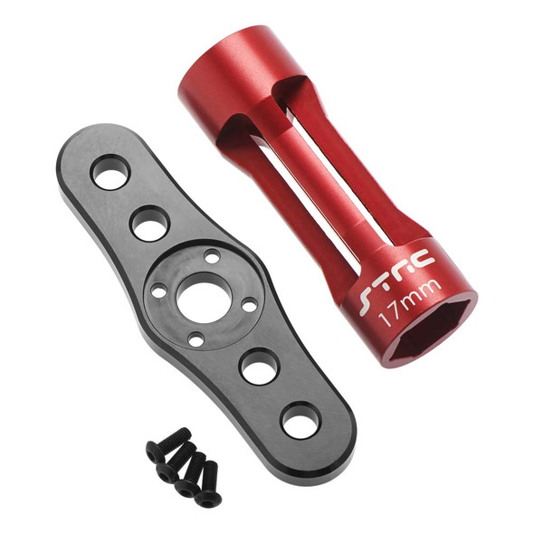 STRC STRA17BKR Aluminum Long Shank 17mm Hex Nut Wrench Red