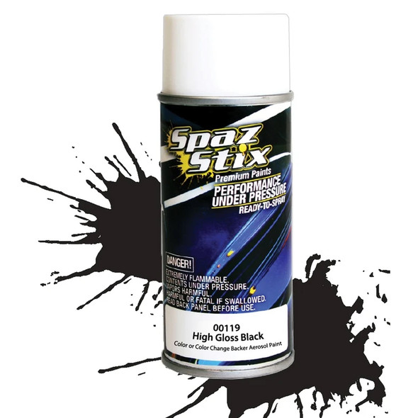 Spaz Stix High Gloss Black/Backer Aerosol Spray Paint 3.5oz Can