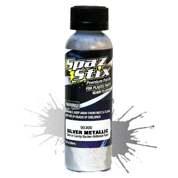 Spaz Stix Metallic Silver/ "Candy" Backer Airbrush Ready Paint 2oz Bottle