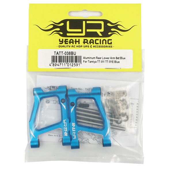 Yeah Racing TATT-038BU Alum Rear Lower Arm Set Blue : Tamiya TT-01/ TT-01E