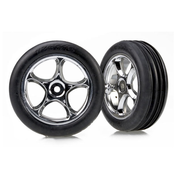 Traxxas 2471R Front Tracer 2.2" Chrome Wheels, Alias Ribbed 2.2" Tires: 1/10 Bandit