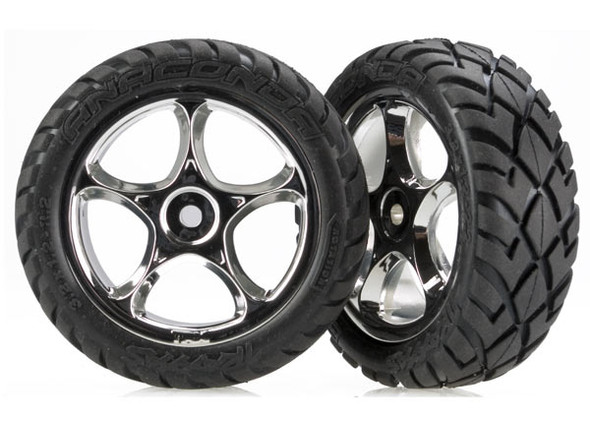 Traxxas 2479R Front Tracer 2.2" Chrome Wheels w/ Anaconda Tire (2)