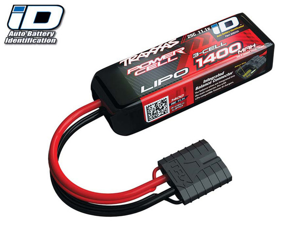 Traxxas 2823X 3S 11.1V 1400mAh 25C LiPo Battery iD Connector : 1/16 Slash VXL