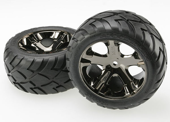 Traxxas 3773A Rear All Star BK Wheels w/ Anaconda Tires Rustler Stampede VXL XL5