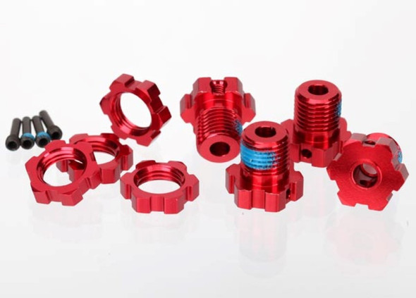 Traxxas 5353R Red Anodized 14mm to 17mm Conversion Splined Wheel Hex Hubs / Nuts (4)