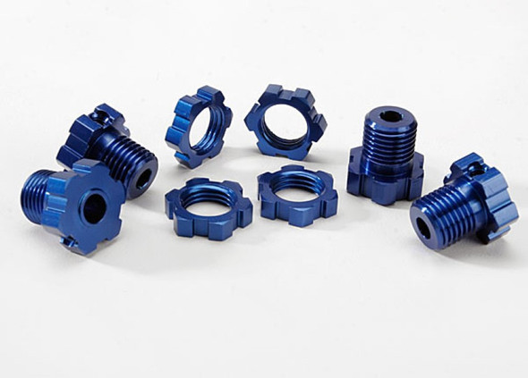 Traxxas 5353X Blue Anodized 14mm to 17mm Conversion Splined Wheel Hex Hubs / Nuts (4)