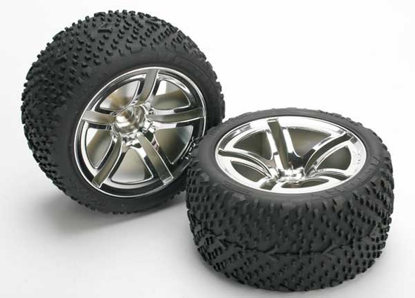 Traxxas 5573 Rear Twin-Spoke Wheels w/ Victory Tires (2) Nitro Jato / Stampede