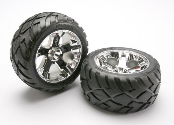 Traxxas 5576R All-Star Chrome Wheels w/ Anaconda Tires