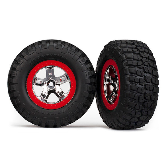 Traxxas 5867 Tire/Whl Assembled Red Beadlock Fr/Re (2)