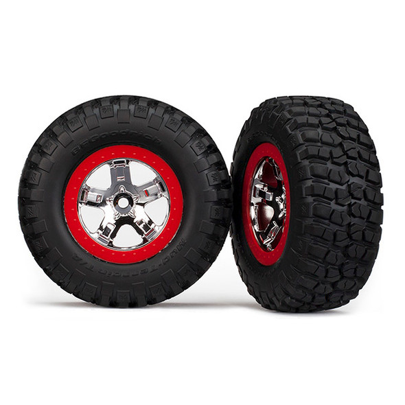 Traxxas 5869 Tires/Whls Assembled Red Beadlock Slash VXL (2)