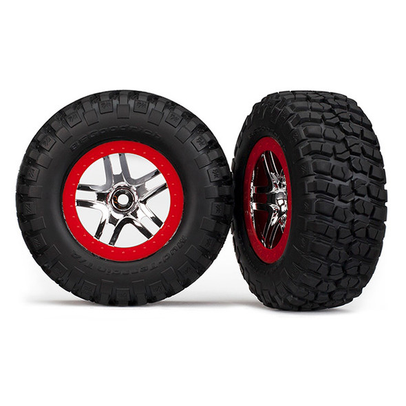 Traxxas 6873A Tire/Wheel Assembly Glued Chrm Slash 4x4