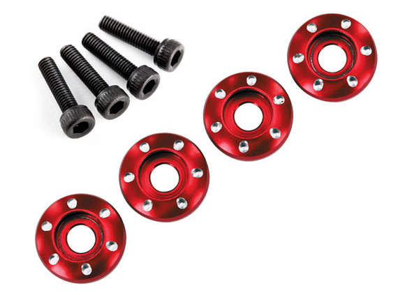 Traxxas Latrax 7668R Alum Wheel Nut Washers Red (4) w/Screws : LaTrax Teton