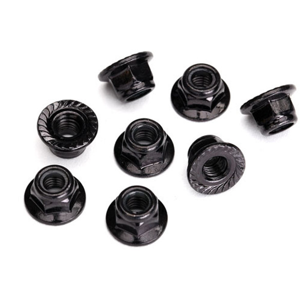 Traxxas 8447 5mm Flanged Nylon Locking Nuts Steel Black (8) : Maxx / UDR