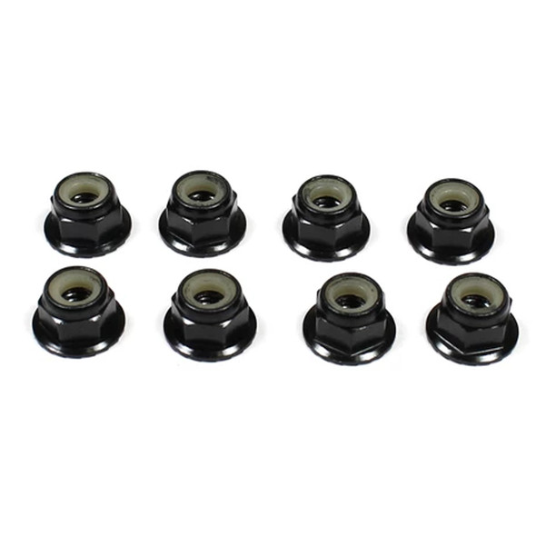 Tuning Haus TUH1078 4mm Aluminum Locknut, Flanged Knurled (8) Black