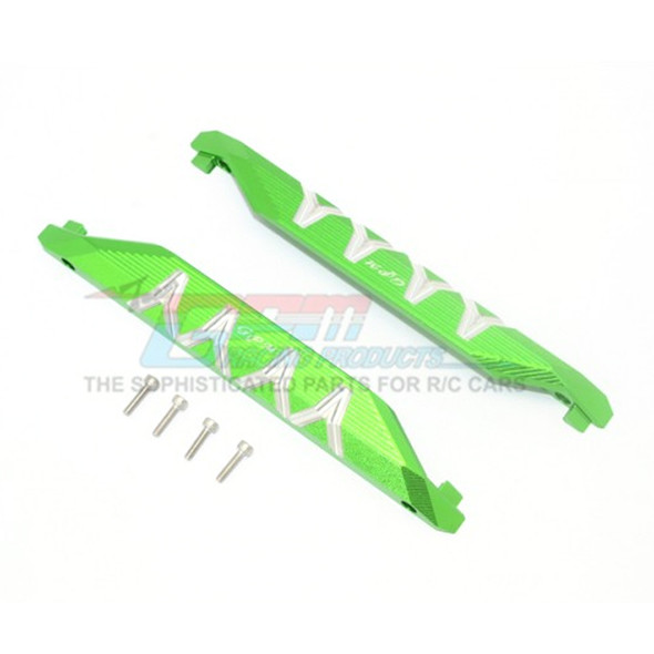 GPM Racing Aluminum Chassis Nerf Bars - Silver Inlay Version Green : Maxx