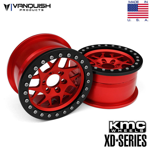 Vanquish KMC 2.2 XD127 Bully Wheels Red w/Black Ring (1.2" Wide) VPS08034