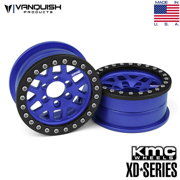 Vanquish KMC 2.2 XD229 Machete Wheels Blue w/Black Ring (1.2" wide) VPS08043