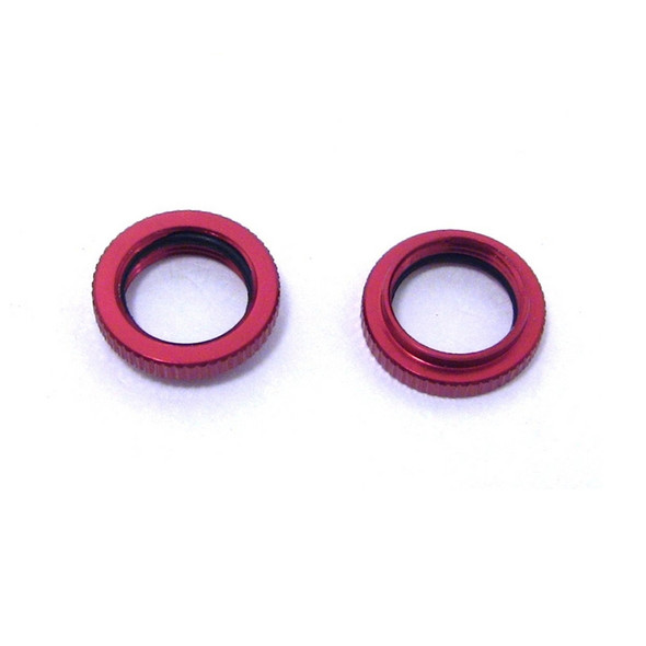 Hot Racing Red Aluminum Spring Adjusters (2) : 1/16 E-Revo VXL