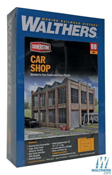 Walthers 933-3040 Car Shop Kit - 11-5/8 x 8-13/16 x 7-5/8" : HO Scale