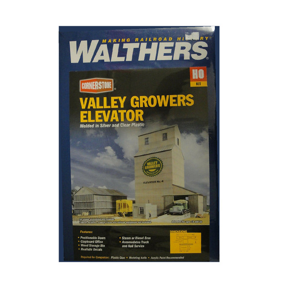 Walthers 933-3096 Valley Growers Association Steel Grain Elevator Kit : HO Scale