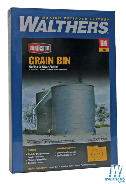 Walthers 933-3123 Big Grain Storage Bin Kit - 5-1/2" Diameter : HO Scale