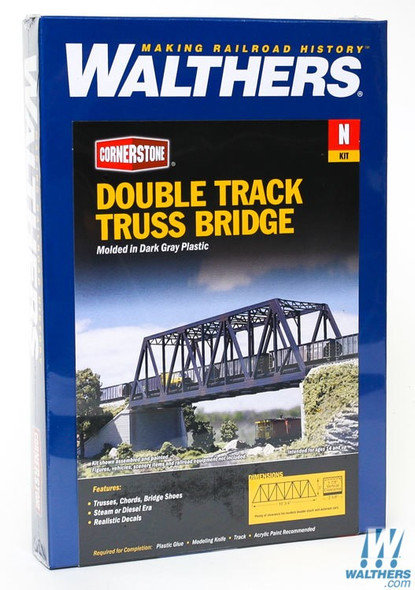 Walthers 933-3242 Double-Track Truss Bridge Kit 10 x 2-3/4 x 2-3/4" : N Scale