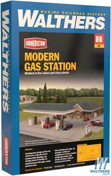 Walthers 933-3537 Modern Gas Station Kit Main Building : HO Scale