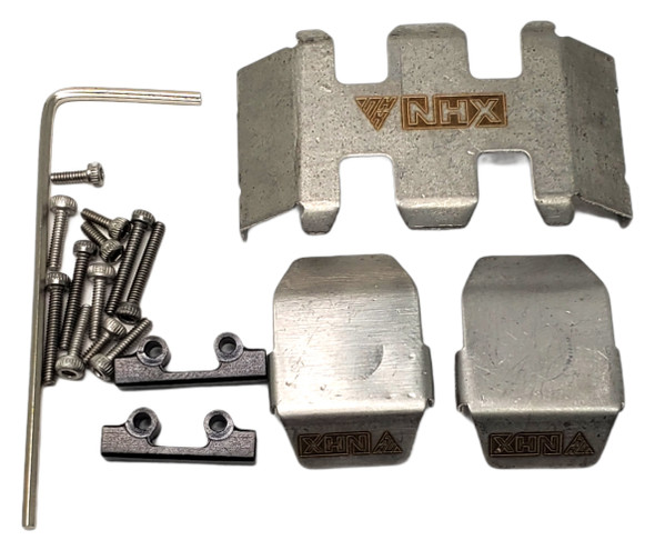 NHX Stainless Front/Rear/Center Skid Plate: Axial SCX24 3pc